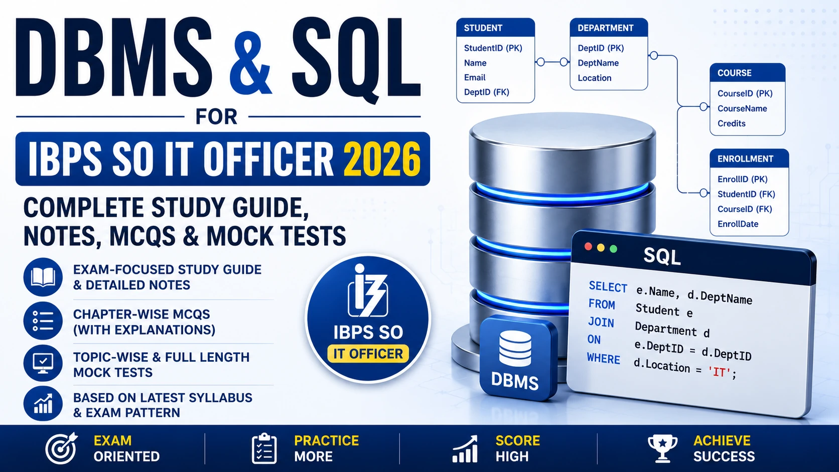 DBMS & SQL for IBPS SO IT Officer 2026: Complete Study Guide, Notes ...