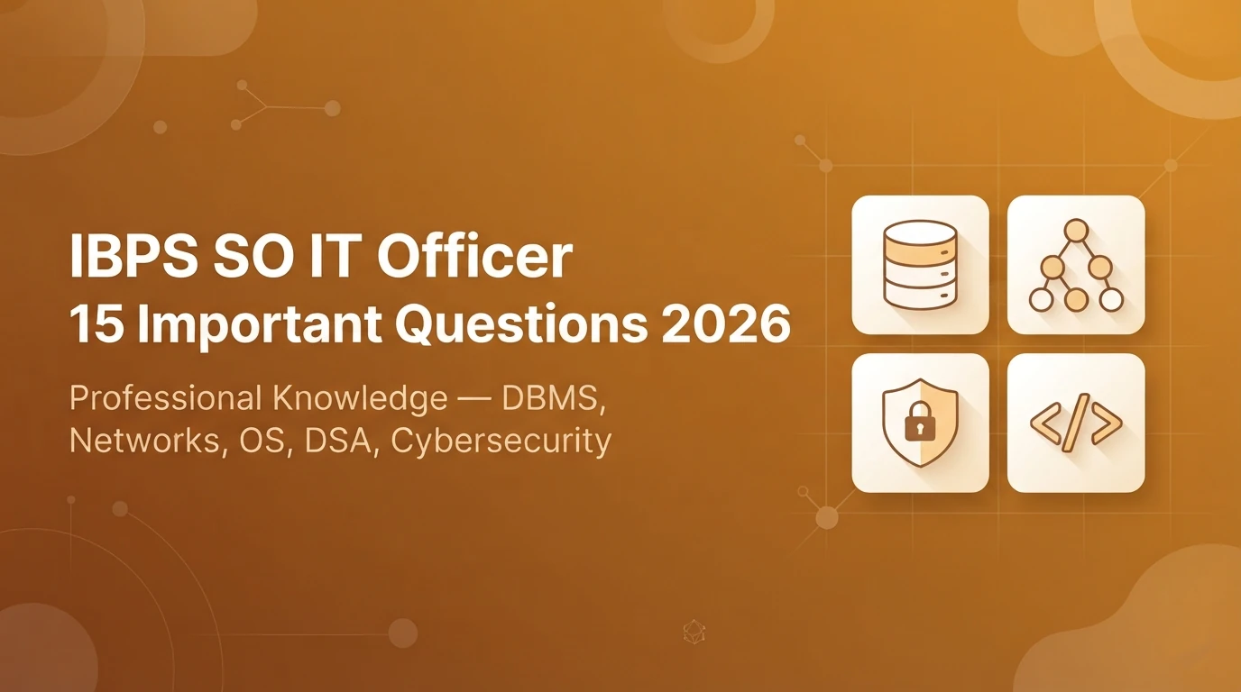 IBPS SO IT Officer Important Questions 2026: 15 Most Expected Professional Knowledge Questions - Blog Post Image