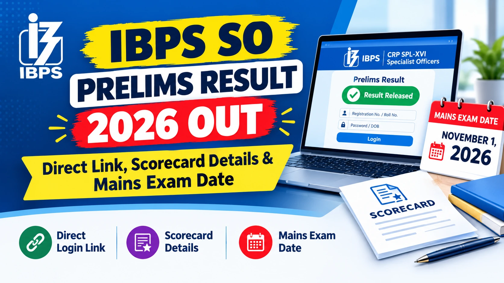 IBPS SO Prelims Result 2026 Out: Direct Link, Scorecard Timeline & 10-Day Mains Study Plan - Blog Post Image