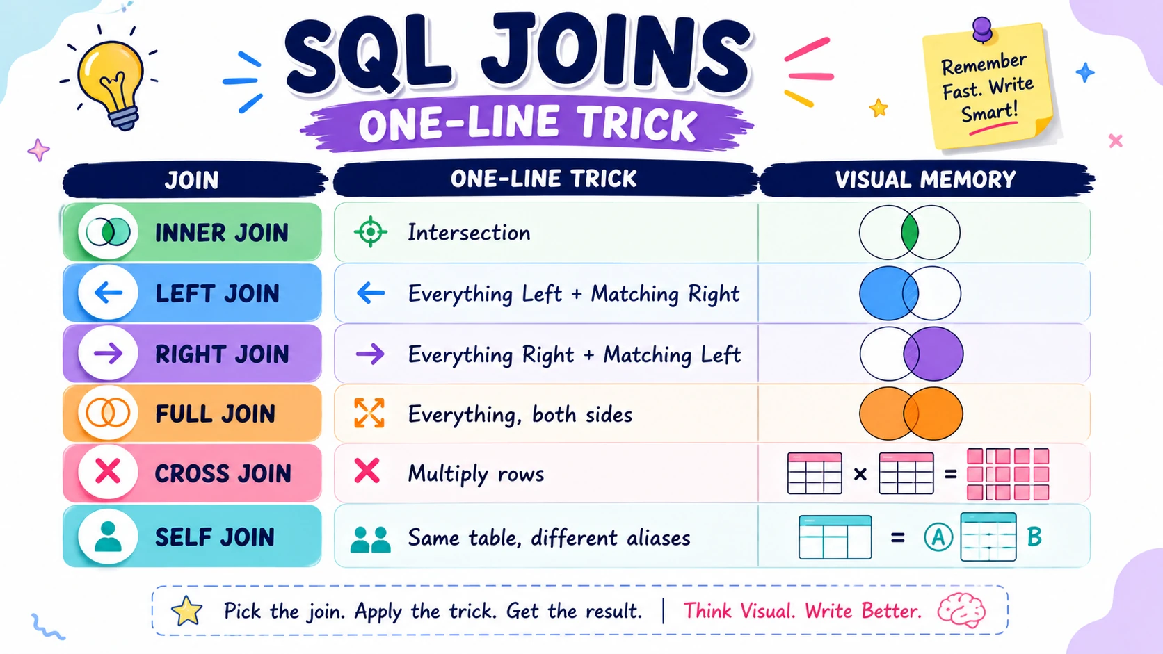 SQL Joins Quick Memory Tricks SQL Joins Quick Memory Tricks