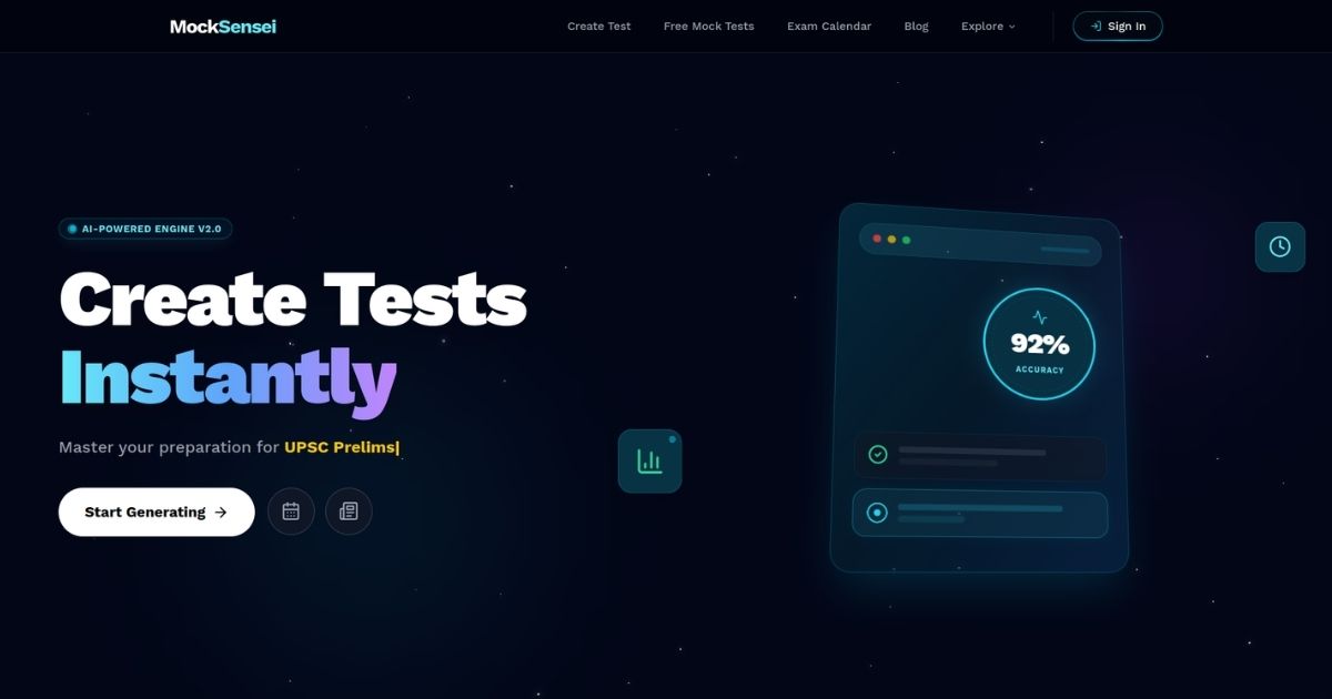 Free Test Generator AI Mock Test Generator | Create Free Custom Exams | MockSensei